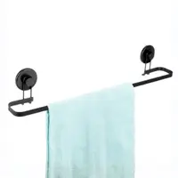 Suport pentru prosoape, Bathroom Solutions, prindere cu ventuză, negru mat, 60x8.5x10 cm