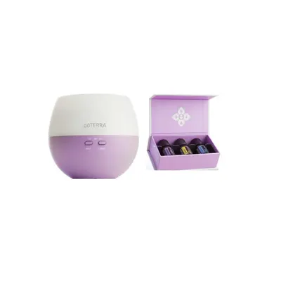 Set Difuzor Petal doTERRA +Intro Kit doTERRA, 3x5ml, menta, lamaie si lavanda+ 1 ulei esential de 10 ml si 1 recipient r...
