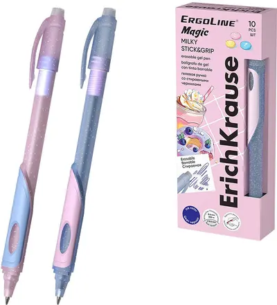 Pix cu gel ștergător Erich Krause ErgoLine - Milky, 0.5 mm, sortiment