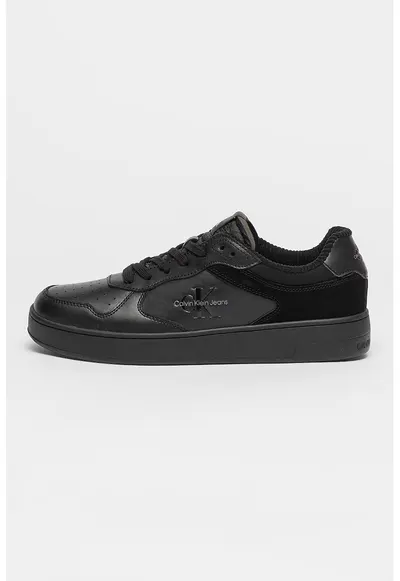 Pantofi sport low-cut cu garnituri de piele intoarsa - Negru