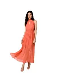 Rochie maxi de dama Teratu K169 portocalie - Portocaliu