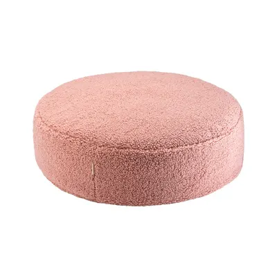 Fotoliu puf pentru copii roz cu tapițerie din țesătură bouclé Round – Wigiwama