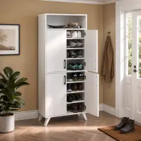 Pantofar modern 72x32x170 cm, cu 4 usi si 9 rafturi, pentru hol, intrare sau depozitare incaltaminte