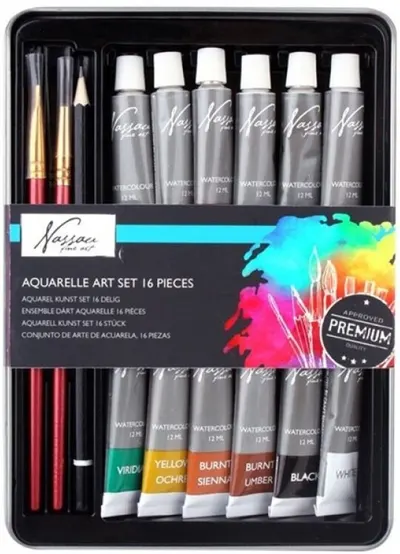 Set de acuarele Nassau - 16 bucăți, în cutie metalică