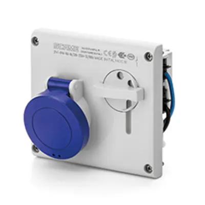 Priza interblocabilan32A 3P+E 9h 200-250V 50Hz 60Hz 136X125MM terminal cu surub Cu interblocaj mecanic