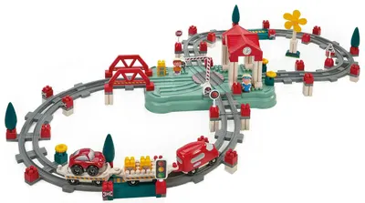 Set de joacă Ecoiffier Abrick - Tren cu șine, 140 piese
