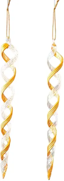 Pandantiv spiralat din sticlă Eurolamp - 2 x 25 cm, 4 bucăți, auriu