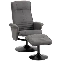 HOMCOM Fotoliu relax cu taburet, spătar reglabil, 69 cm x 71 cm x 104 cm, Gri închis + Negru | Aosom Romania