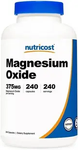 Magnesium Oxide, 375 mg, 240 capsule, Nutricost