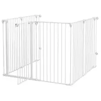 PawHut Tarc de Joaca 2-in-1 Multifunctional cu Poarta de Siguranta pentru Animale de Companie 6 Panouri Tarc cu Usa 100cm Inaltime Alb | Aosom Romania