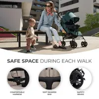 Carucior sport Kinderkraft Tik tip umbrela stone beige, spatar reglabil, pozitie somn, suport pentru picioare, roti din spuma Eva, greutate 6,5 kg