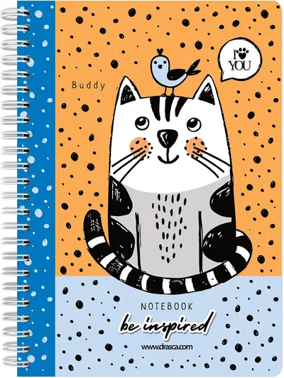 Caiet spiralat Drasca Be Inspired - Buddy, A5, 80 coli