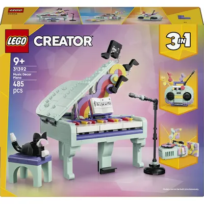 Constructor LEGO Creator 3 în 1 – Pian cu pisică și decorațiuni muzicale (31392)