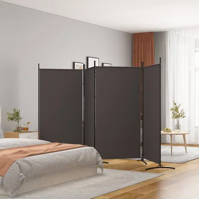 vidaXL Paravan de cameră cu 4 panouri, maro, 346x180 cm, textil