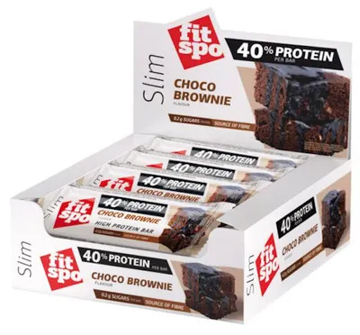Baton proteic Slim, brownie, 12 x 50 g, FitSpo