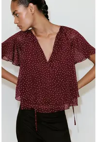 Bluza stratificata cu buline - Rosu inchis