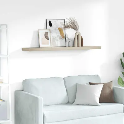 vidaXL Raft de perete suspendat, stejar, 120x23,5x3,8 cm, MDF