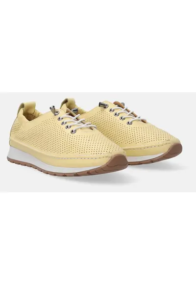 Pantofi sport cu perforatii din piele - Galben