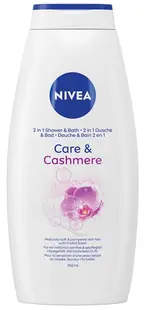 Nivea Gel de duș 2 în 1 și spumă de baie Care &amp; Cashmere, 750 ml