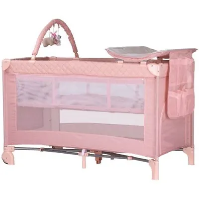 Patut pliabil cu saltea de infasat Chipolino Luna pink marshmallow