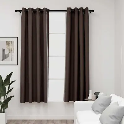 vidaXL Perdele opace aspect pânză ocheți 2 buc. gri taupe 140x175 cm