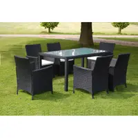 Gossi set mobilier de exterior cu perne, 7 piese, negru, poliratan