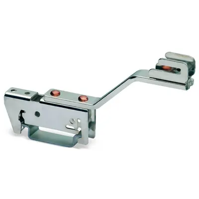Busbar carrier; for busbars Cu 10 mm x 3 mm; single side, angled; for DIN 35 rail; gray