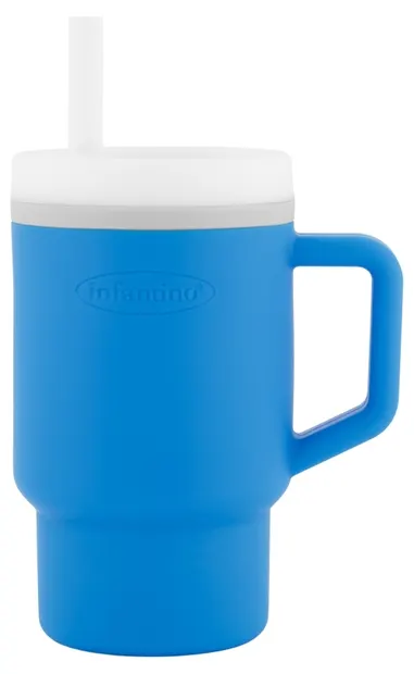 Pahar din silicon cu pai Infantino - 270 ml, ocean