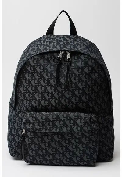 Rucsac cu model si buzunar exterior - Negru/Gri carbune