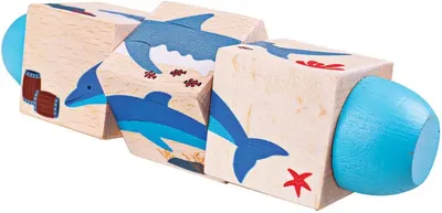 Cuburi rotative din lemn Bigjigs - In mare