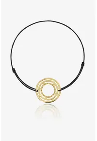 Bratara ajustabila cu talisman circular de aur de 14K - Auriu/Negru