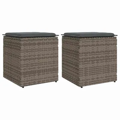 Gossi scaune de gradina cu perne 2 buc gri 40x40x43 cm poly ratan