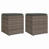 Gossi scaune de gradina cu perne 2 buc gri 40x40x43 cm poly ratan