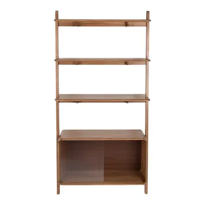 Bibliotecă maro din lemn de frasin cu ușă glisantă 90x180x35 cm Rise – Zuiver
