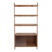 Bibliotecă maro din lemn de frasin cu ușă glisantă 90x180x35 cm Rise – Zuiver