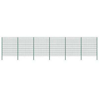vidaXL Panou de gard cu stâlpi din fier, verde, 1040x200 cm