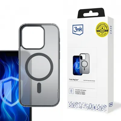 Husa MagSafe pentru Apple iPhone 16 Pro, 3MK, Frosty MagCase, Neagra Satinata