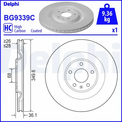 Disc frana Spate Dreapta Stanga potrivit AUDI A6 ALLROAD C8, A6 C8, A7, A8 D5, E-TRON, Q7, Q8; VW TOUAREG 2.0-Electric 01.15