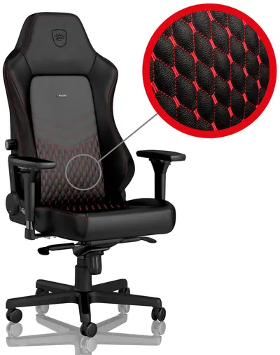 Scaun gaming noblechairs Hero - piele naturala, negru/rosu