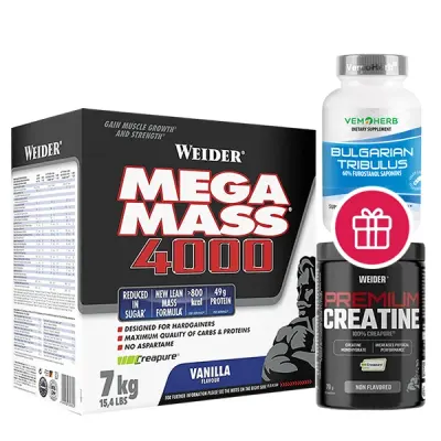 Supliment proteic, Weider Mega Mass 4000, căpșuni, 7 kg