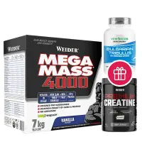 Supliment proteic, Weider Mega Mass 4000, căpșuni, 7 kg