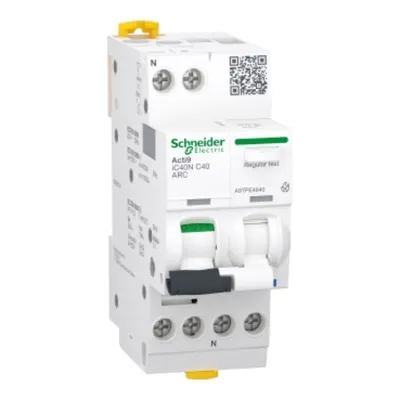 Acti9 AFDD, Intreruptor automat, detectie arc electric, iC40N, 1P+N, curba C, 40A, 6kA, ARC MCB