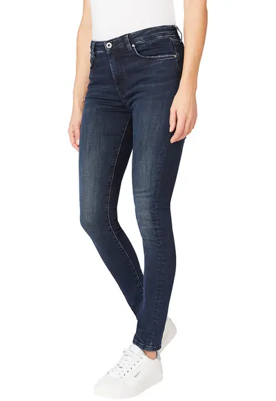 Blugi skinny cu talie inalta Regent - Alb murdar/Bleumarin