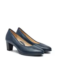 Pantofi cu toc dama - piele naturala - albastru