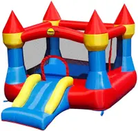 Trambulina gonflabilă cu tobogan și pompă Happy Hop - Castel, 365 x 265 x 215 cm