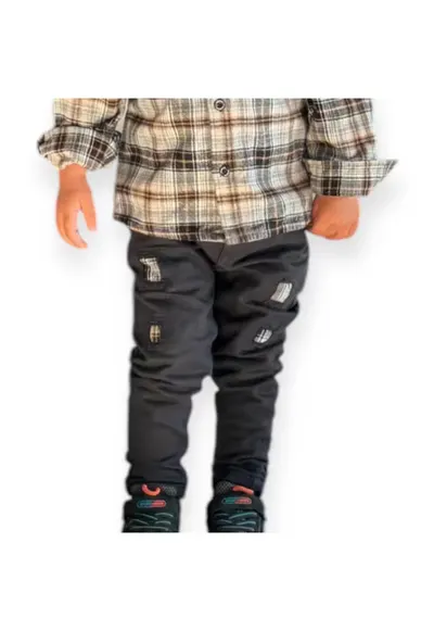 Pantaloni rock cu patchuri crem - Road Legend - Negru - pentru baietei - Negru