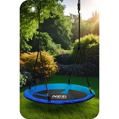 Leagan tip cuib pentru copii Neo-Sport 1051 Albastru XXL, 110 cm, material impermeabil, cadru din otel, greutate suportata 150 kg