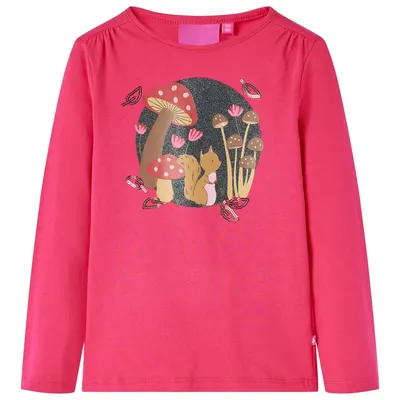 Tricou pentru copii cu mâneci lungi, roz aprins, 128