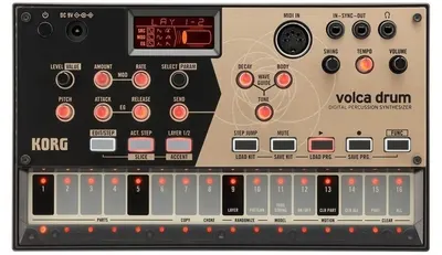 Sintetizator percuție Korg - Volca Drum, 6-părți, DSP, negru/auriu