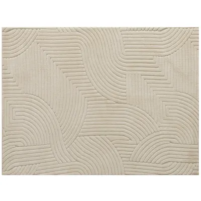 HOMCOM Covor Modern Antiderapant din Poliester și Bumbac cu Design Liniar, pentru Living, Dormitor, Crem | Aosom Romania